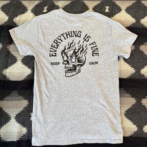 Gray Graphic Tee with Skull Design